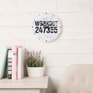 Reloj Redondo Grande Texto escrito y raspado Workout 247365 rústico