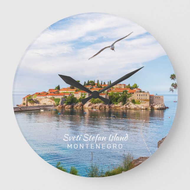 Reloj Redondo Grande Texto personalizado Montenegro (Anverso)