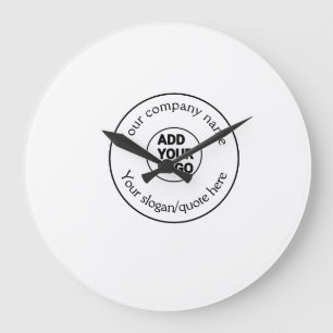 Reloj Redondo Grande texto simple mínimo agregue su logotipo/diseño aqu