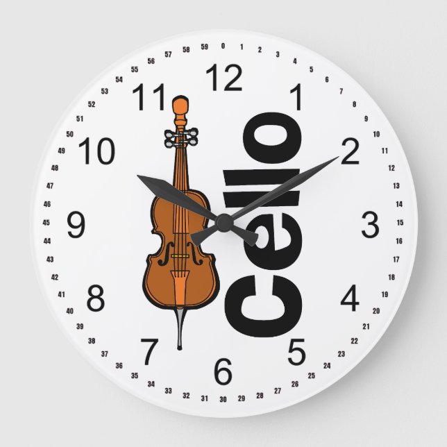 Reloj Redondo Grande Texto vertical de Cello (Anverso)