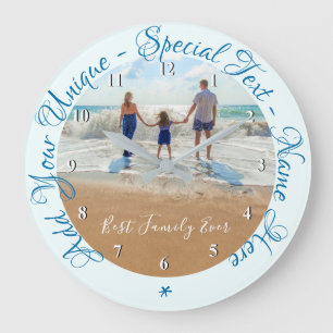 Reloj Redondo Grande Texto y foto personalizado La mejor familia de tu
