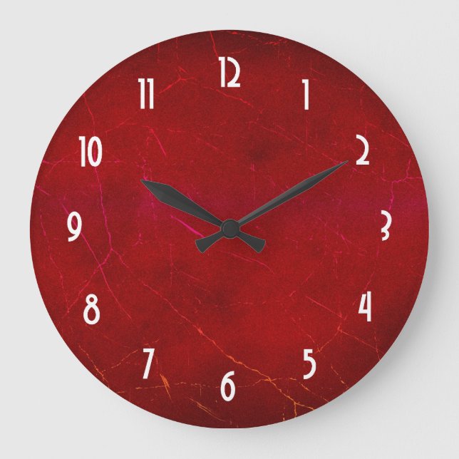 Reloj Redondo Grande Textura abstracta roja sangre con los rasguños (Anverso)