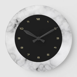 Reloj Redondo Grande Textura blanca de mármol falso