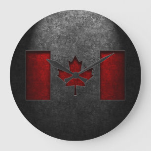 Reloj Redondo Grande Textura canadiense de la piedra de la bandera