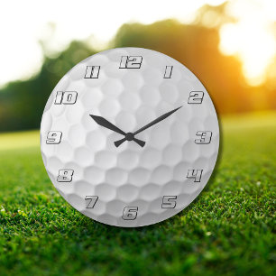 Reloj Redondo Grande Textura de Bola de Golf Blanca con Hoyuelos