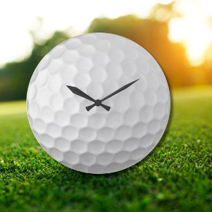 Reloj Redondo Grande Textura de Bola de Golf Blanca con Hoyuelos