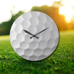 Reloj Redondo Grande Textura de Bola de Golf Blanca con Hoyuelos