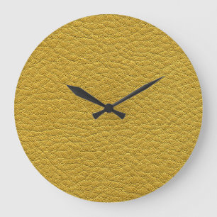 Reloj Redondo Grande Textura de cuero amarillo Seamless Closeup