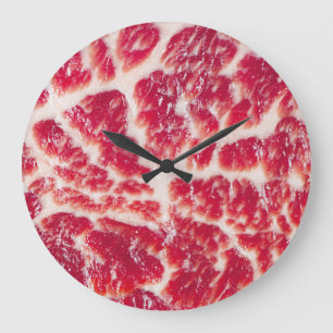 Reloj Redondo Grande Textura de filete de carne de ternera con marmol
