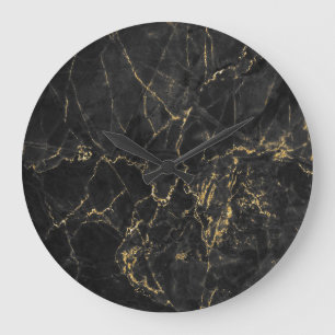 Reloj Redondo Grande Textura de fondo dorada en color negro