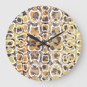 Reloj Redondo Grande Textura de impresión de animales de serpiente leop