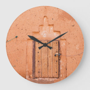 Reloj Redondo Grande Textura de la ventana de madera tradicional marroq