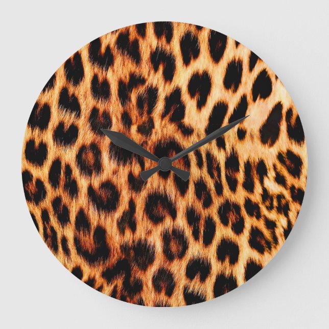 Reloj Redondo Grande Textura de leopardo, patrón de animales africanos  (Anverso)