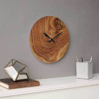 Reloj Redondo Grande Textura de madera de teca rústica de madera Foto d