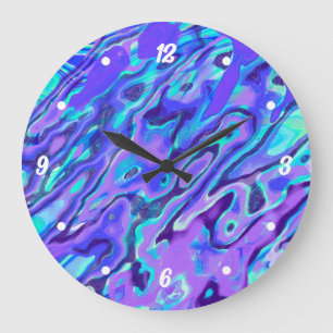 Reloj Redondo Grande Textura de mármol de neón púrpura abstracta pintur