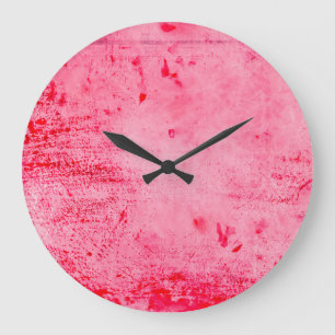 Reloj Redondo Grande Textura de pintura grunge rosa rojo