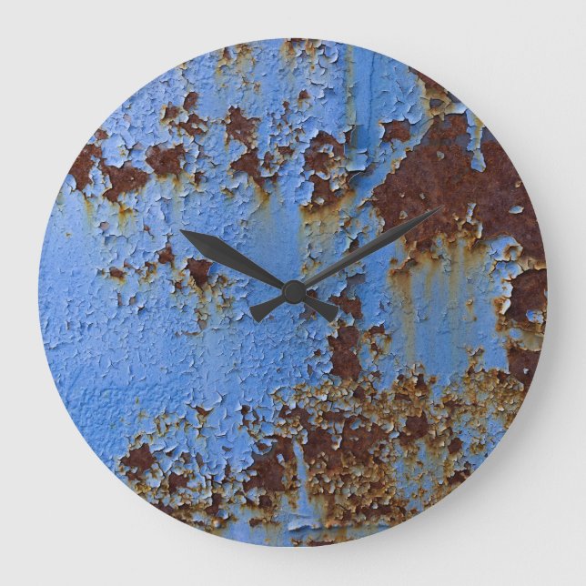 Reloj Redondo Grande textura de pintura metalizado y azul. (Anverso)