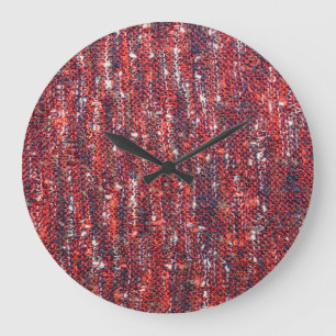 Reloj Redondo Grande Textura de punto colorida: fondo acogedor