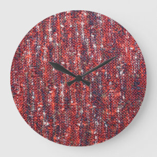 Reloj Redondo Grande Textura de punto colorida: fondo acogedor