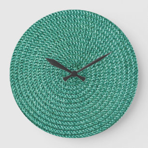 Reloj Redondo Grande Textura de tela verde trenzada artificial.