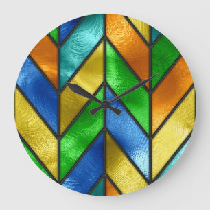 Reloj Redondo Grande Textura de vidrio color Chevron