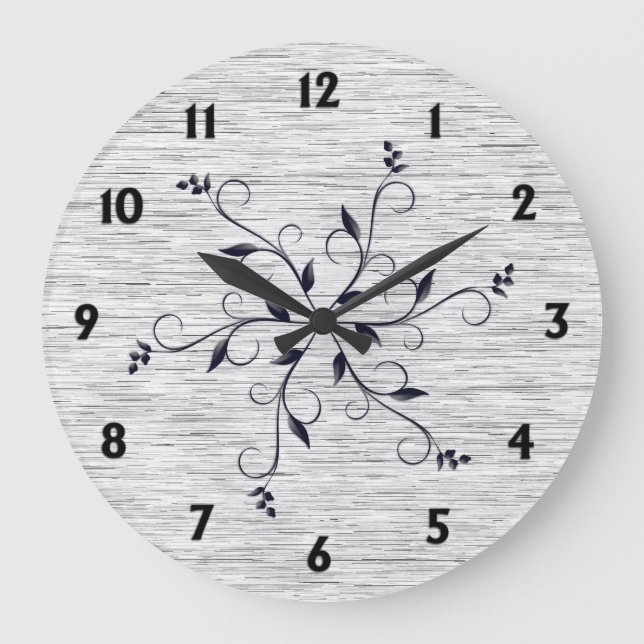 Reloj Redondo Grande Textura estática chic números negros (Anverso)