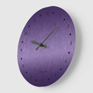 Reloj Redondo Grande Textura metálica minimalista Deep Purple