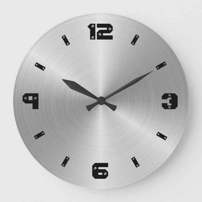 Reloj Redondo Grande Textura metalizado brillante, números con las (Anverso)