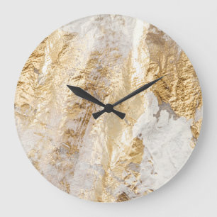 Reloj Redondo Grande Textura pintada con pincel de oro blanco.