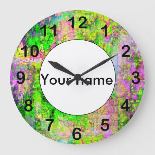 Reloj Redondo Grande Textura púrpura verde