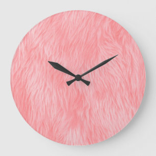Reloj Redondo Grande Textura suave de pieles de lana rosada