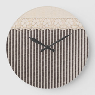 Reloj Redondo Grande Textura textil de tela de encaje, patrón de fondo.