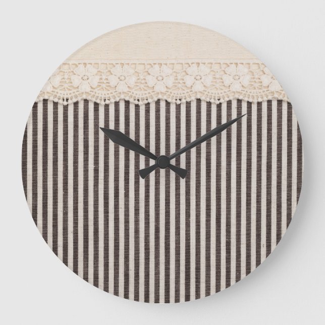 Reloj Redondo Grande Textura textil de tela de encaje, patrón de fondo. (Anverso)