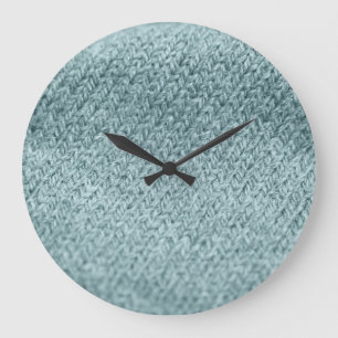 Reloj Redondo Grande Textura verde de punto: fondo a la moda