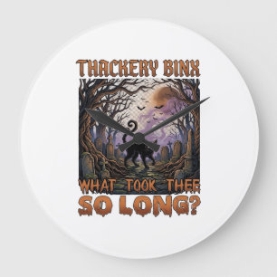 Reloj Redondo Grande Thackery Binx Gato Negro Halloween Cementerio Murc