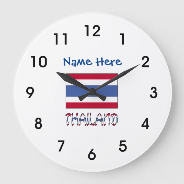 Reloj Redondo Grande Thailand and Thai Flag with Your Name Large Clock (Anverso)