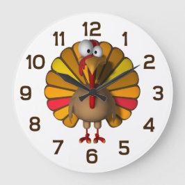 Reloj Redondo Grande Thanksgiving Cartoon Turkey