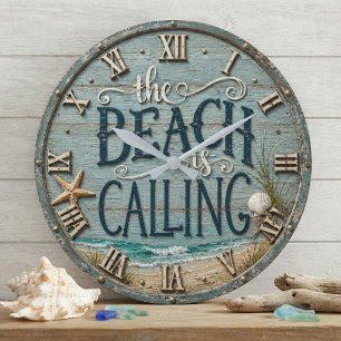 Reloj Redondo Grande The Beach Is Calling Rustic Beach House Ocean