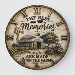 Reloj Redondo Grande The Best Memories Are Made on the Farm Rustic Barn