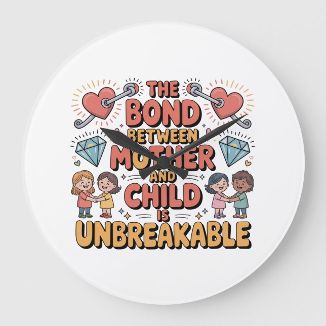 Reloj Redondo Grande The Bond Between Mother And Child Is Unbreakable (Anverso)