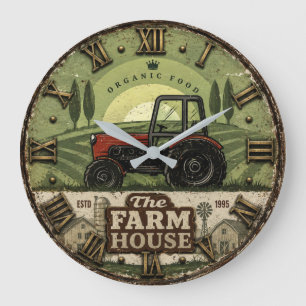 Reloj Redondo Grande The Farm House Vintage Tractor Rustic Farmhouse