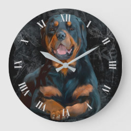 Reloj Redondo Grande The Rottweiler is lying on the floor	 large clock