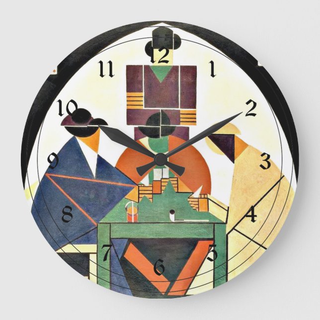 Reloj Redondo Grande Theo van Doesburg - The Cardplayers, 1916, Cubism (Anverso)