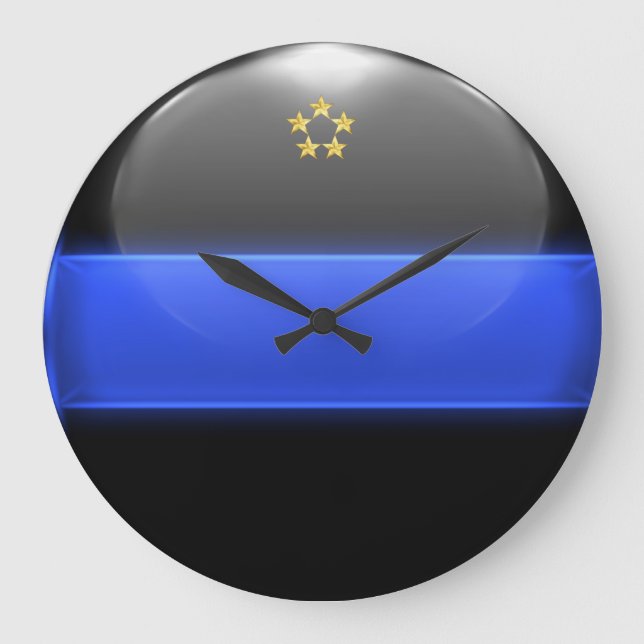 Reloj Redondo Grande Thin Blue Line Chief Insignia Rank (Anverso)