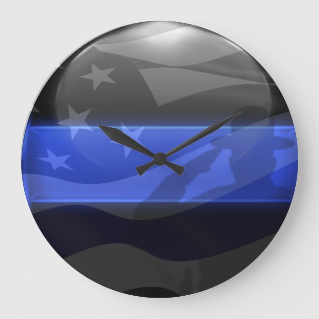 Reloj Redondo Grande Thin Blue Line Trooper Flag Saludo (Anverso)