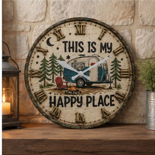 Reloj Redondo Grande This Is My Happy Place Cabin & Camper Gift