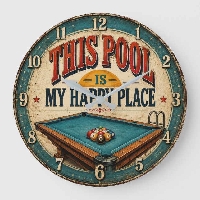 Reloj Redondo Grande This Pool Is My Happy Place  (Anverso)