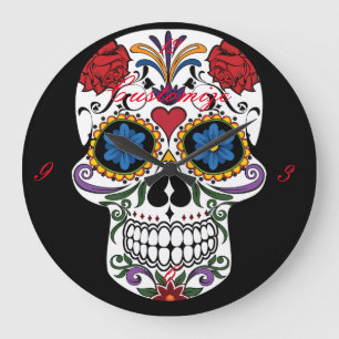 Reloj Redondo Grande Thunder_Cove, arte de cráneo humano decorado