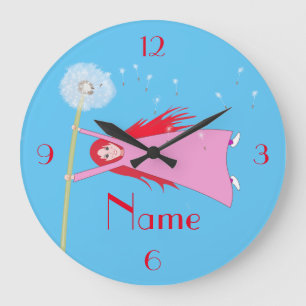 Reloj Redondo Grande Thunder_Cove, Chica Dandelion de cabello rojo