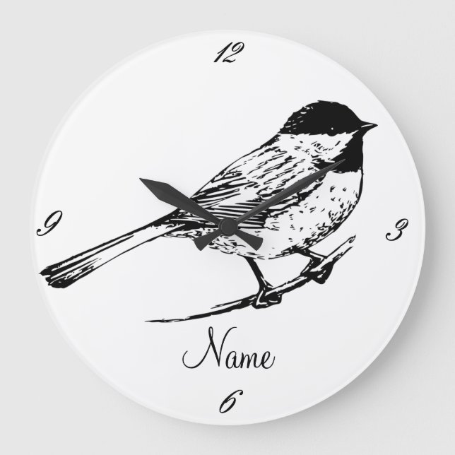 Reloj Redondo Grande Thunder_Cove de pollo con gorros negros (Anverso)